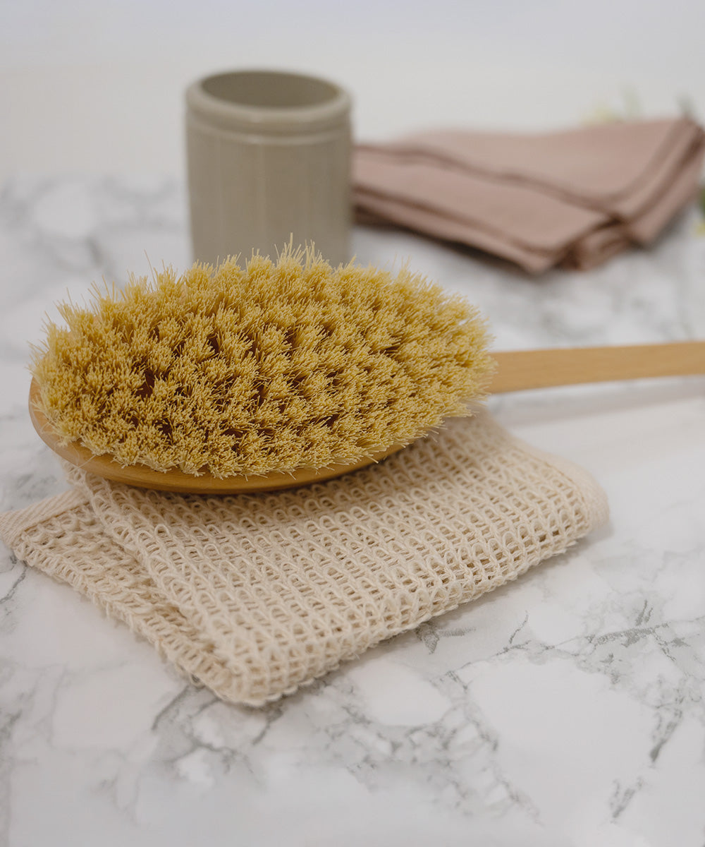 Natural by Hillbrush Long Handled Bath Brush Stiff - Stiff